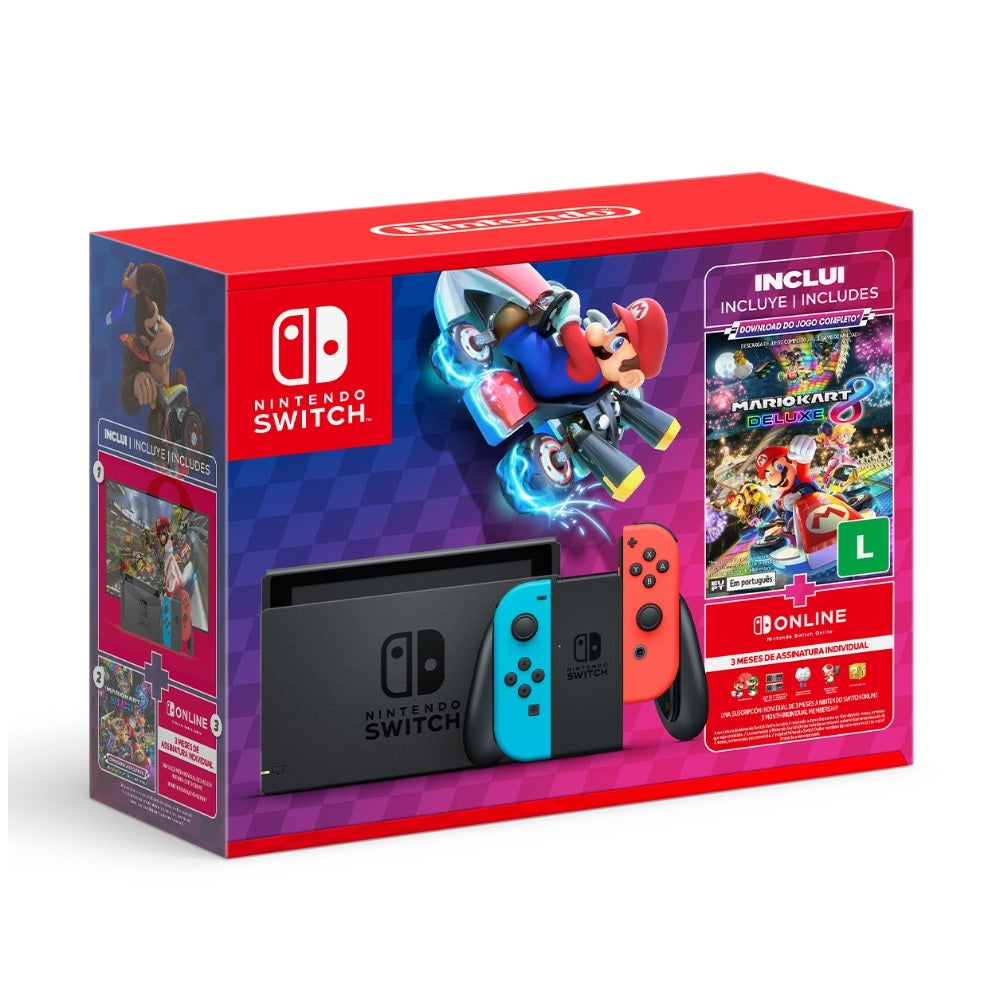 Nintendo Switch – V2 Neon – Mario Kart 8 Dx + 3mo