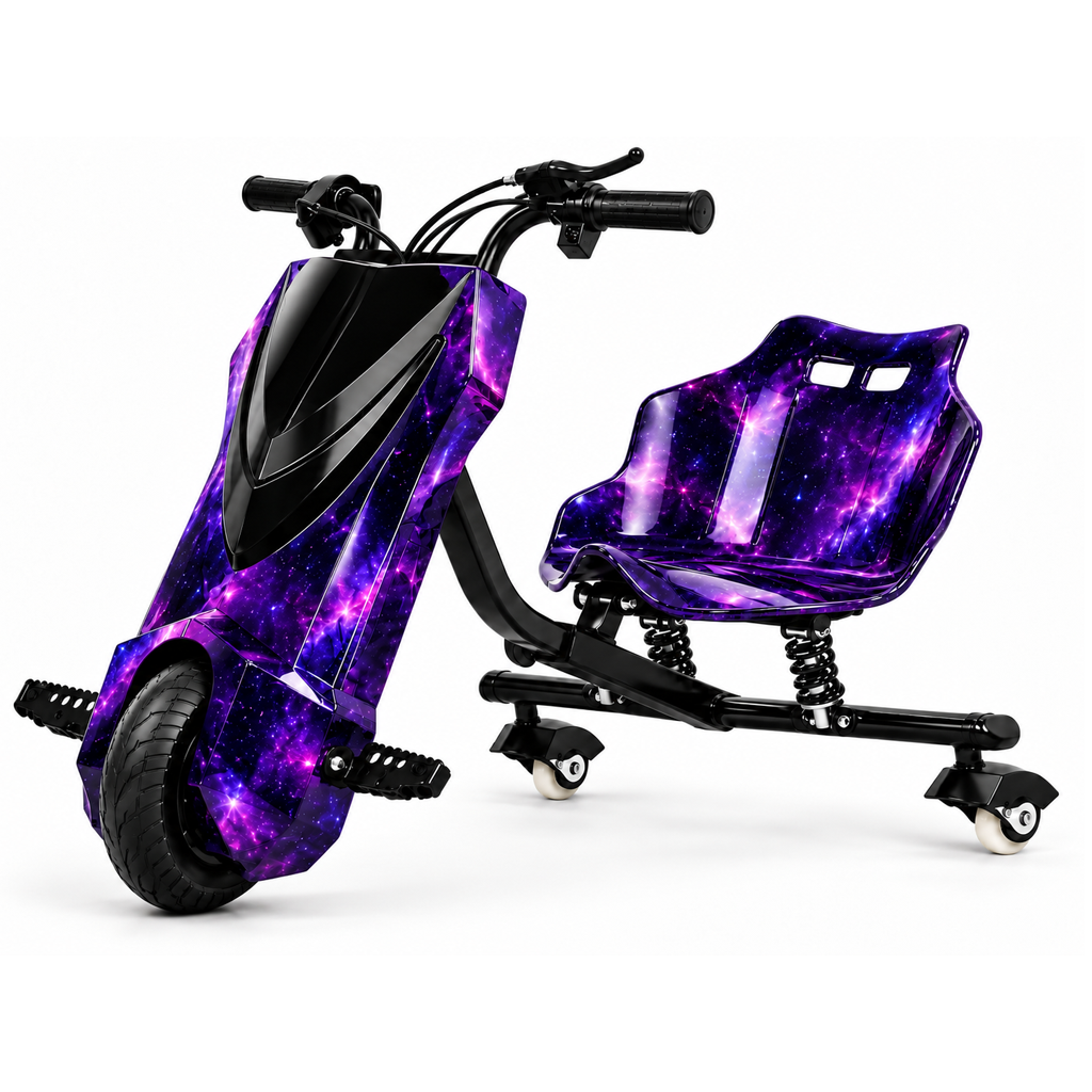 Triciclo Eletrico Drift 350w com Bluetooth e LEDs - Roxo Galaxia