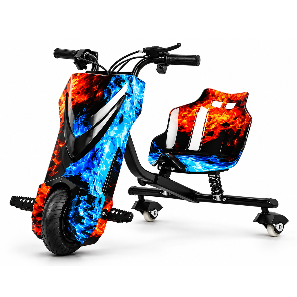 Triciclo Eletrico Drift 350w com Bluetooth e LEDs - Fogo e Gelo